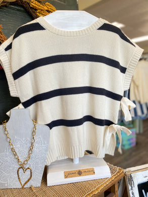 Stripe Tie Side Sweater