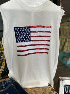 Sequin Flag Top