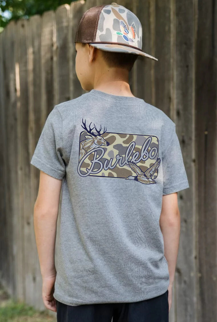 KIDS Burlebo Patch Logo Tee-Deer Camo